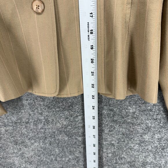 Rafaella Blazer Women 10P Petite Beige Striped Button Up Collared Long Sleeve - Picture 5 of 6